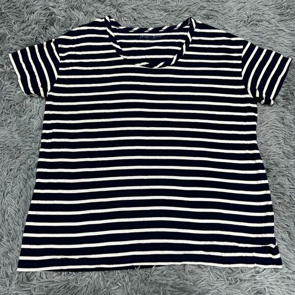 Draper James Navy Blue & White Short Sleeve Shirt Size Large - Picture 1 of 8